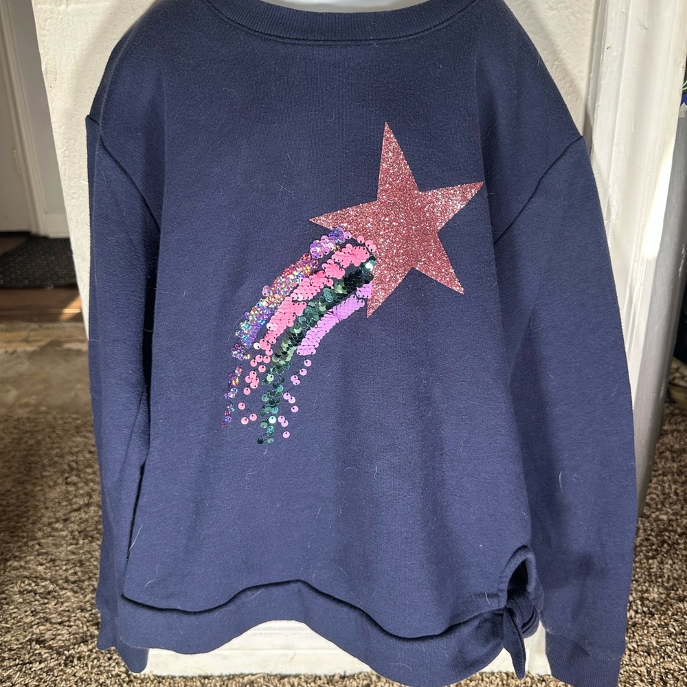 Navy Star Sequin Kids Sweatshirt